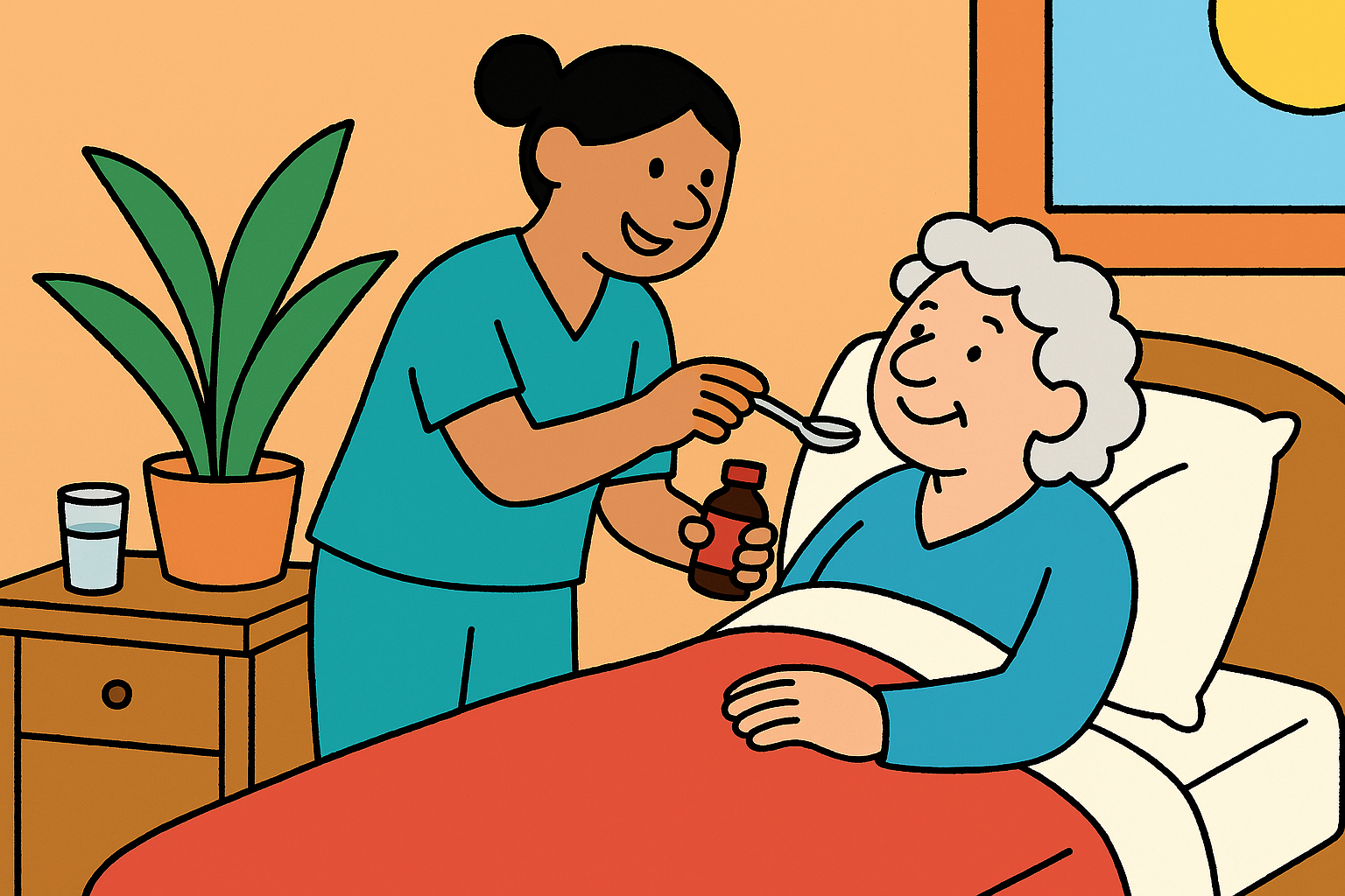 inicio enfermera dando medicina